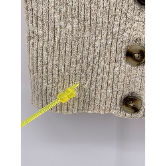 MADEWELL Women's Tan Ribbed Shrunken V-Neck Long Sleeve Cardigan SZ S - Picture 8 of 11